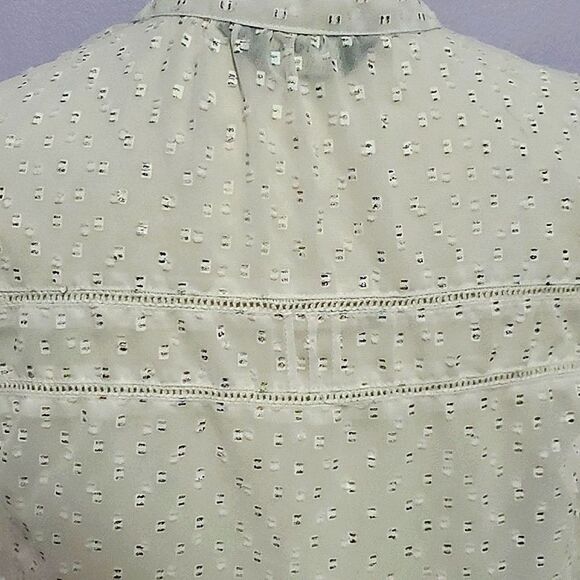 Max Ivory Swiss Dots Pintuck Flutter Sleeves Boho Romantic Button Down Top - Picture 7 of 8